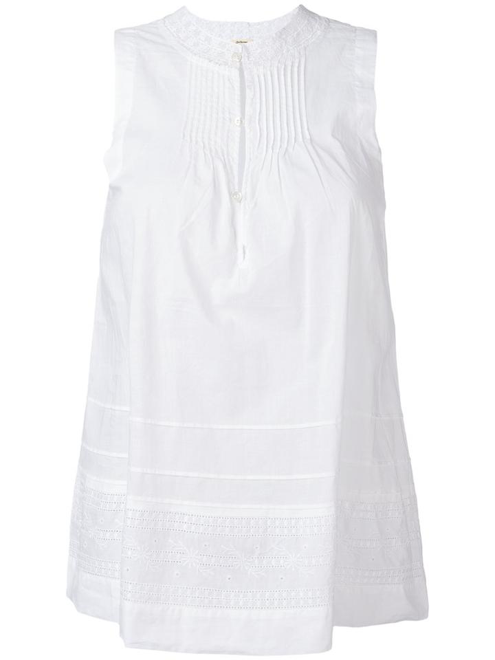 Bellerose Sleeveless Embroidered Blouse, Women's, Size: 3, White, Cotton