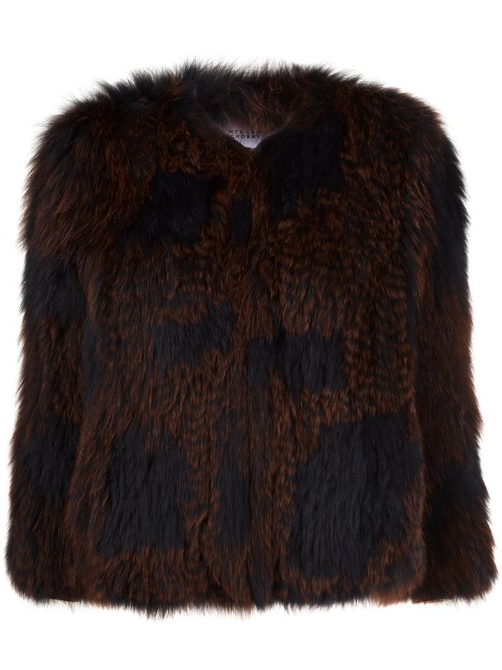 Derek Lam 10 Crosby Collarless Longsleeved Coat, Women's, Size: Medium, Black, Fox Fur
