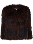 Derek Lam 10 Crosby Collarless Longsleeved Coat, Women's, Size: Medium, Black, Fox Fur