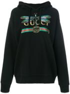 Gucci Gucci Logo And Dragonfly Hoodie - Black