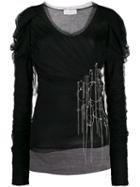 Faith Connexion Draped Tulle Blouse - Black