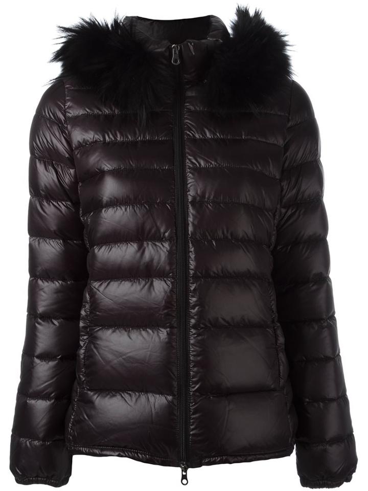 Duvetica Fur Trim Padded Jacket, Women's, Size: 44, Black, Feather Down/polyamide