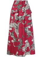 Ultràchic Cat Print Skirt - Red