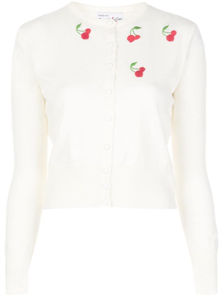 Hvn Laura Embroidered Cardigan - White