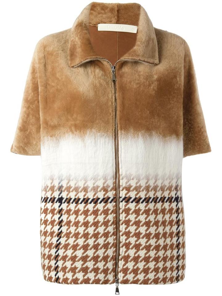 Drome Checked Detail Zipped Coat, Women's, Size: Medium, Nude/neutrals, Lamb Skin/polyamide/acetate/virgin Wool