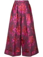 Delpozo Floral Embroidered Cropped Trousers - Pink & Purple