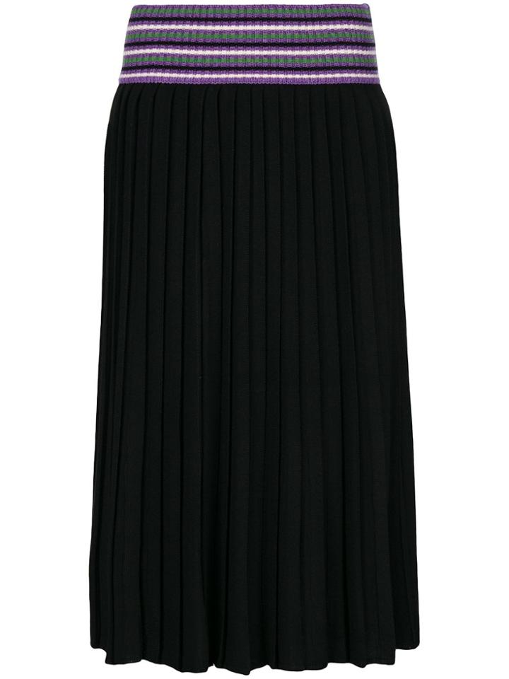 Miu Miu Pleated Midi Skirt - Black