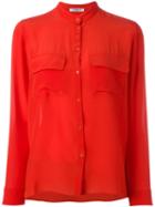 Cacharel Mandarin Neck Shirt, Women's, Size: 42, Red, Silk
