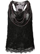 Alice+olivia Pearl Embellished Lace Tank - Black