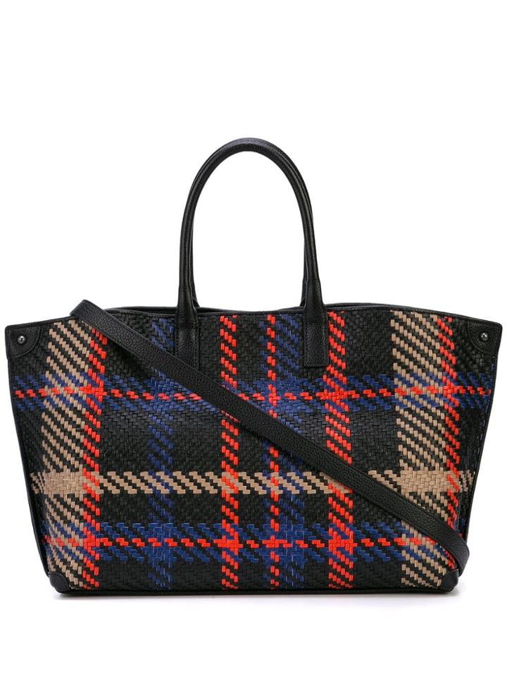 Akris Woven Plaid Shoulder Bag - Black