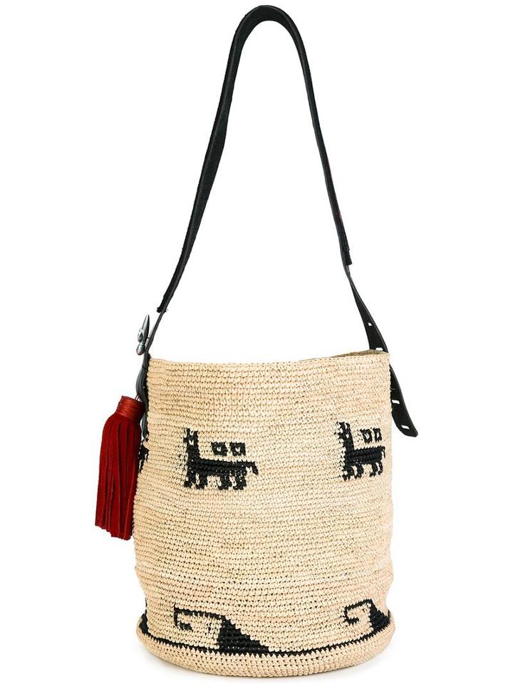 Ibo Maraca Lamina Aequatoria Shoulder Bag, Women's, Nude/neutrals, Raffia/leather