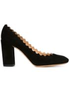 Chloé Lauren Pumps, Women's, Size: 40, Black, Lama Fur/leather