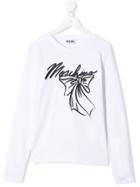 Moschino Kids Teen Logo Print Long Sleeve Top - White