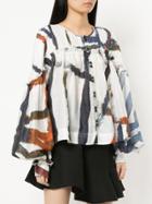 Aje. Printed Flared Blouse - White