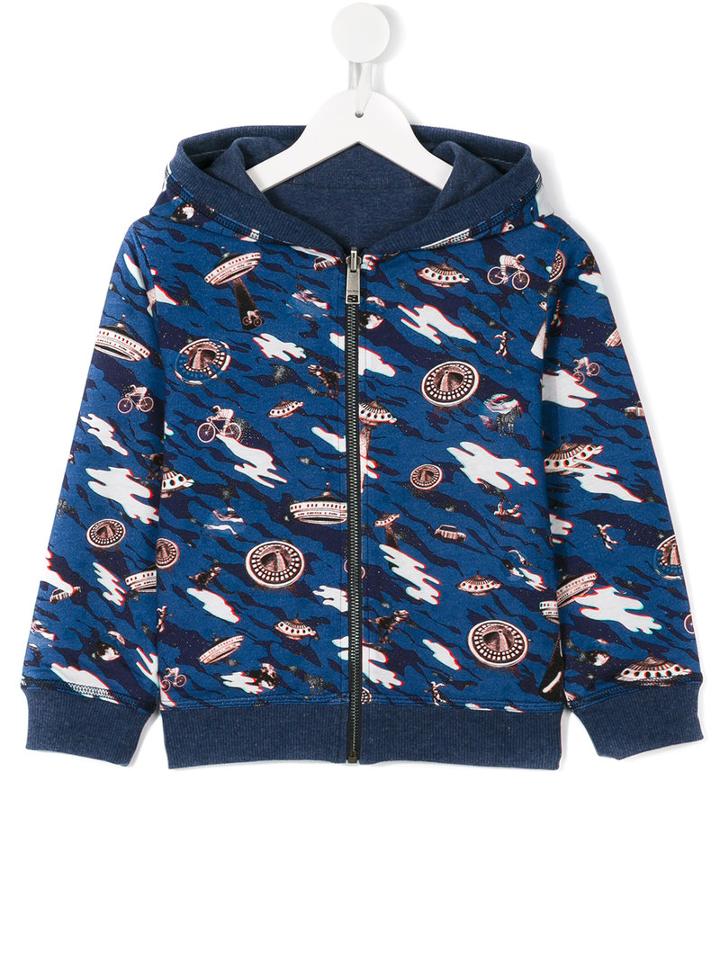 Paul Smith Junior - Ufo Print Hoodie - Kids - Cotton/spandex/elastane - 2 Yrs, Blue