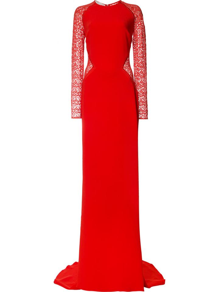 Stella Mccartney Lace Panel Maxi Dress, Women's, Size: 42, Red, Silk/cotton/polyester/viscose