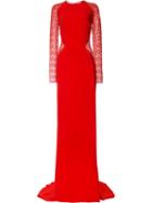 Stella Mccartney Lace Panel Maxi Dress, Women's, Size: 42, Red, Silk/cotton/polyester/viscose