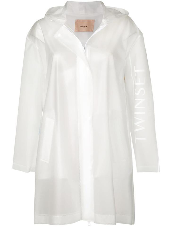 Twin-set Concealed Zip Coat - White