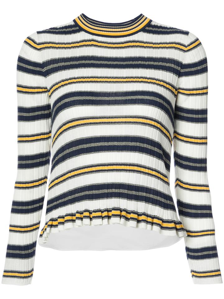 Derek Lam 10 Crosby Sheer Striped Crewneck - White