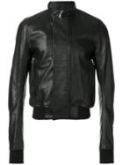 Rick Owens - Cropped Leather Bomber Jacket - Men - Cotton/goat Skin/cupro/wool - 48, Black, Cotton/goat Skin/cupro/wool