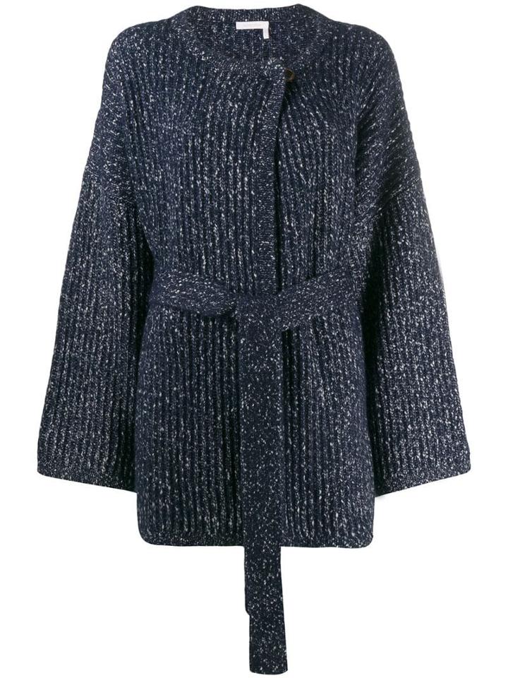 See By Chloé Speckled Chunky Knit Cardigan - Blue