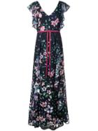 Marchesa Notte Floral Print Dress - Blue
