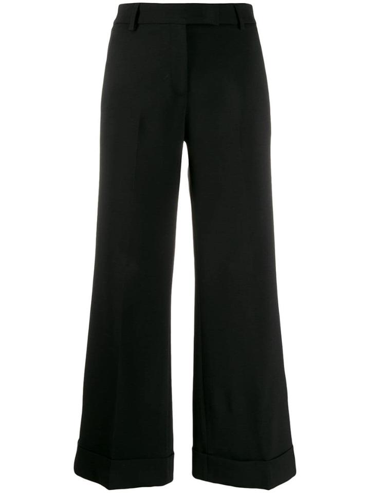Quelle2. Turn Up Flared Trousers - Black