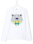 Kenzo Kids Teen Tiger Long Sleeve T-shirt - White