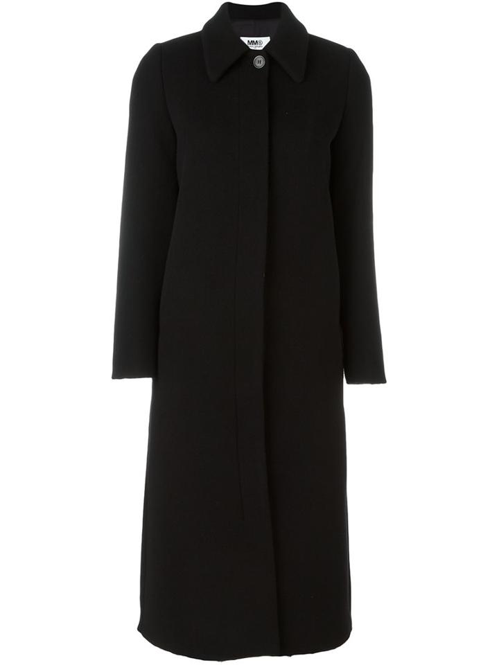 Mm6 Maison Margiela Single Breasted Coat, Women's, Size: 38, Black, Polyester/viscose/wool