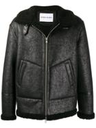Stand Faux-shearling Trim Jacket - Black