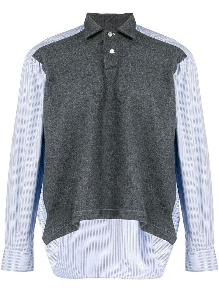 Comme Des Garçons Pre-owned Striped Detail Polo Shirt - Blue