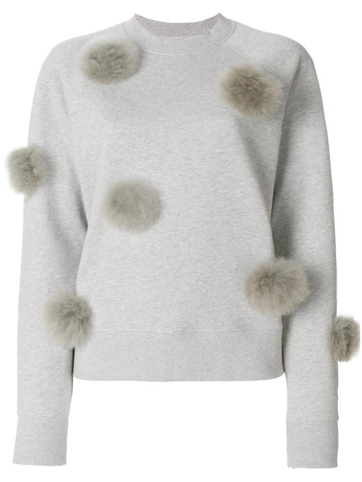 Tibi Cropped Pom Pom Sweatshirt - Grey