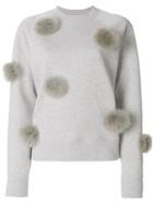 Tibi Cropped Pom Pom Sweatshirt - Grey