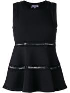 Carven - Waist Embroidered Flared Blouse - Women - Polyester/spandex/elastane - S, Black, Polyester/spandex/elastane
