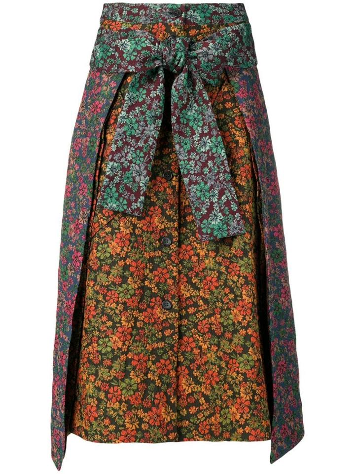Henrik Vibskov Floral Print Contrast Skirt - Orange