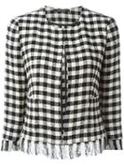 Tagliatore Frayed Check Jacket, Women's, Size: 46, Black, Cotton/polyester/polyamide/cupro