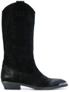 Fausto Zenga Slip-on Cowboy Boots - Black