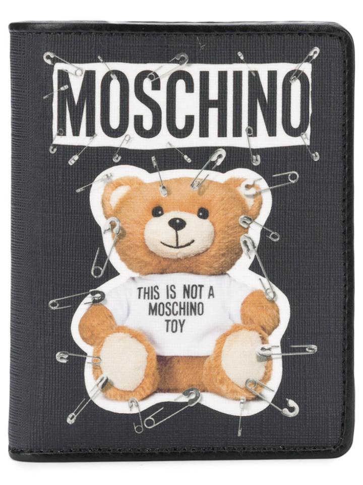 Moschino Teddy Safety-pin Print Wallet - Black