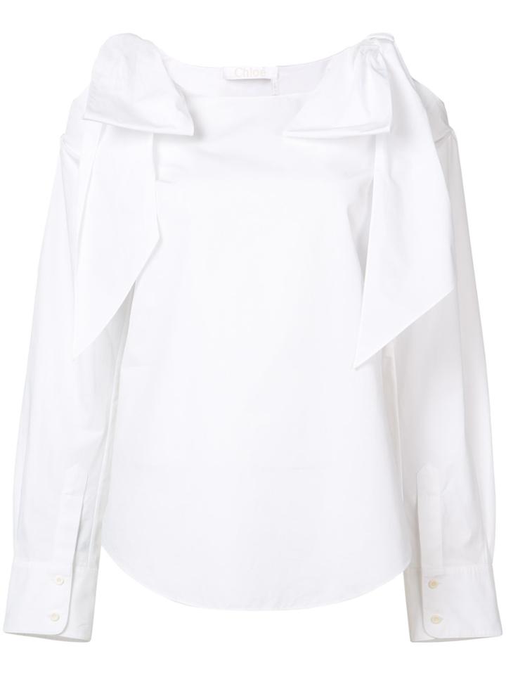 Chloé Tie Cold Shoulder Blouse - White