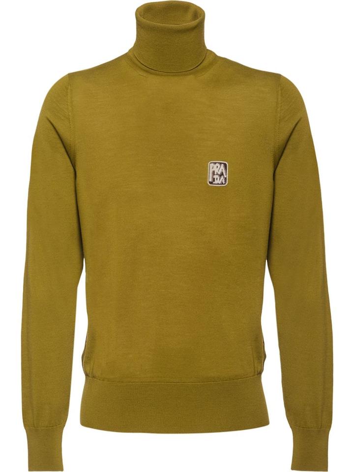 Prada Jacquard Logo Rollneck Jumper - Green