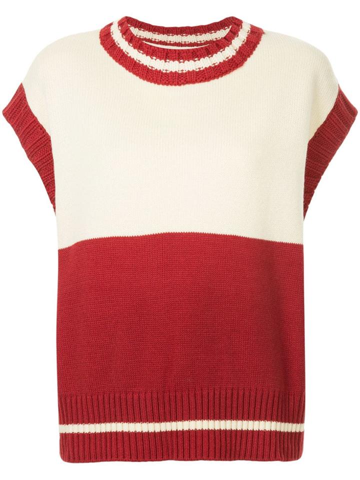 Ader Error Contrasting Knitted Vest - Red