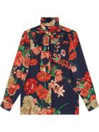 Gucci Spring Bouquet Silk Shirt - Blue