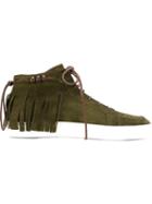 Louis Leeman Fringed Lace Up Hi-tops, Men's, Size: 42.5, Green, Calf Suede/leather/rubber