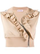 Palm Angels Sleeveless Ruffle Crop Top - Neutrals