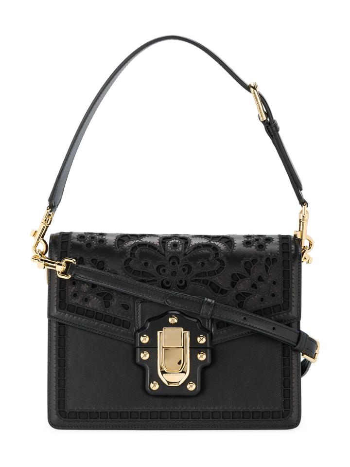 Dolce & Gabbana Black Broderie Anglaise Lucia Shoulder Bag