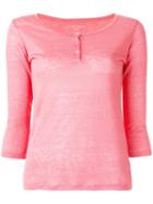 Majestic Filatures Henley Longsleeved T-shirt, Women's, Size: 4, Pink/purple, Linen/flax