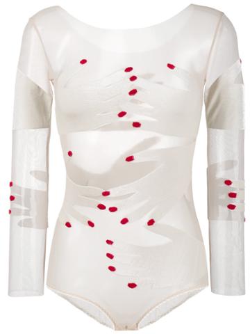 Alexia Hentsch Bodysuit With Hands Motif - Nude & Neutrals