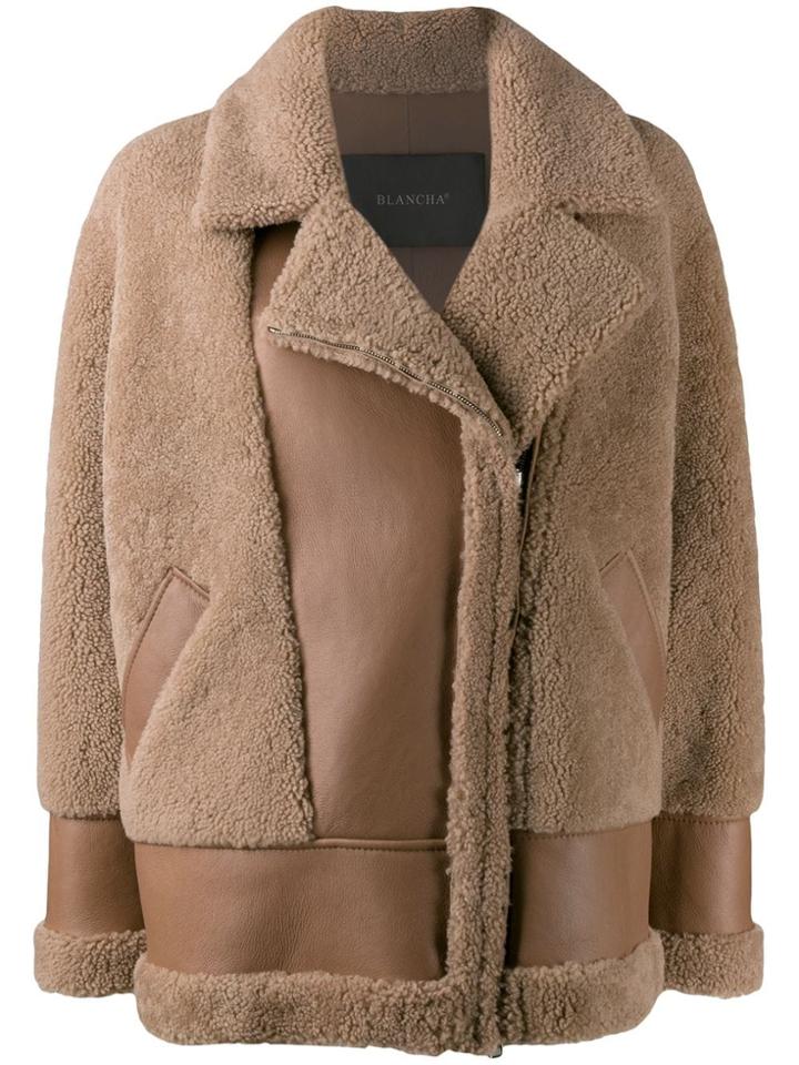 Blancha Zip-up Shearling Jacket - Brown