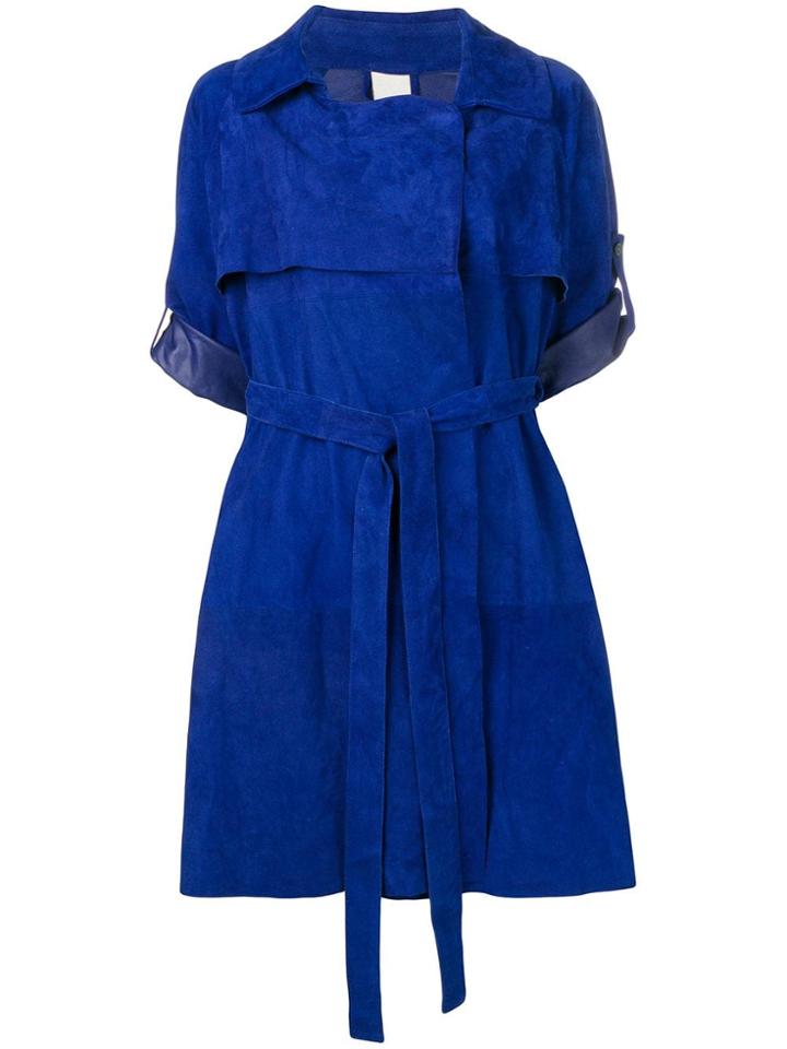 Giorgio Brato Short Sleeved Trench Coat - Blue
