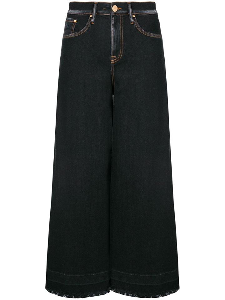 Don't Cry Cropped Wide Leg Jeans - Blue